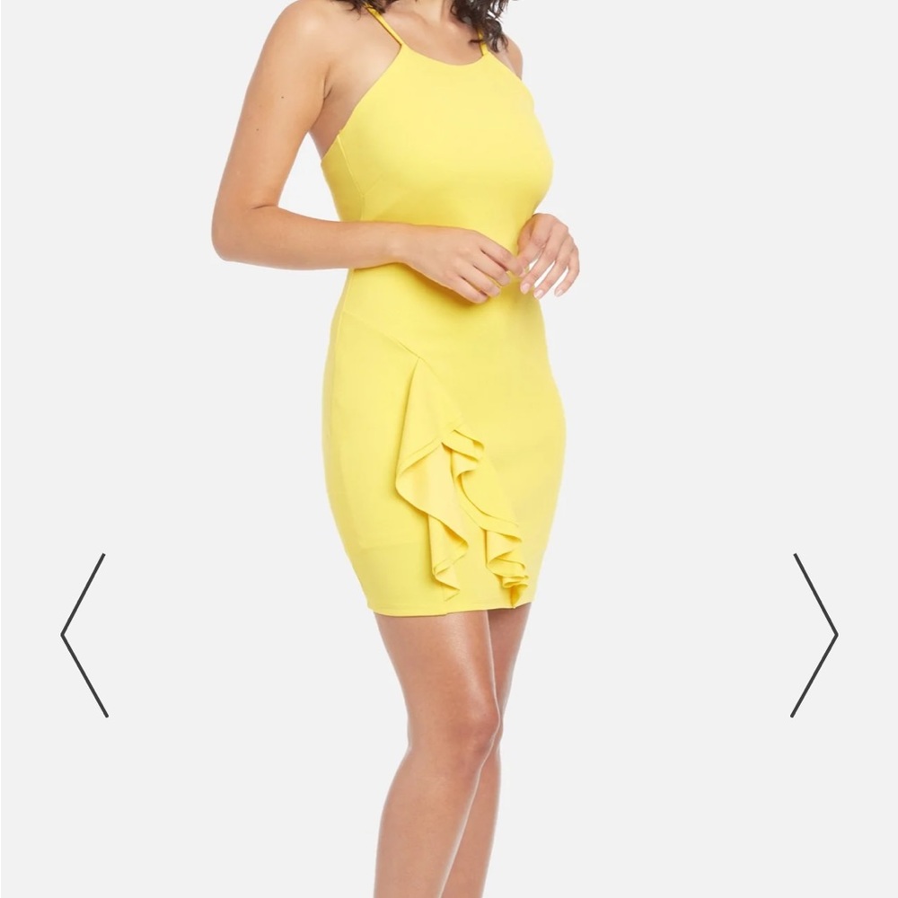 Yellow Bebe Ruffle Dress